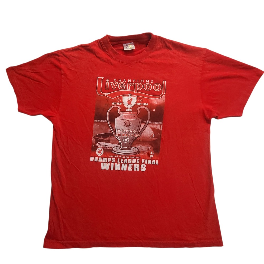 Liverpool Champions League Graphic T-Shirt Red Mens XL Soccer Football Futbol